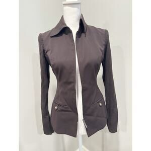 Piazza Sempione Italian Long Sleeve Wool Brown Blazer Coat Size 38 IT